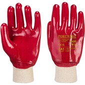 Portwest A400 Red PVC Knitwrist Gloves with PVC Coating - 13g