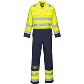 Portwest BIZ7 Bizflame Pro Flame Resistant Anti Static Yellow/Navy Hi Vis Coverall 330g