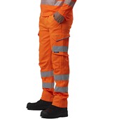 Leo Workwear Kingford Orange EcoViz Stretch Polycotton Hi Vis Cargo Trouser