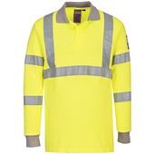 Portwest FR77 Yellow Modaflame Knit Flame Resistant Anti Static Long Sleeve Hi Vis Polo Shirt