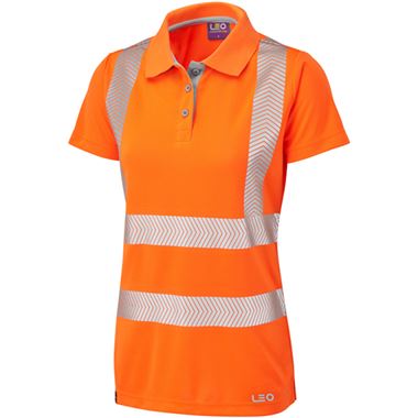 Leo Workwear Pippacott Orange EcoViz Coolviz Ultra Women's Hi Vis Polo Shirt