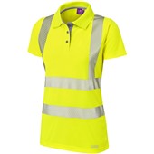 Leo Workwear Pippacott Yellow EcoViz Coolviz Ultra Women's Hi Vis Polo Shirt