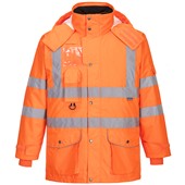 Portwest RT27 Orange Padded Waterproof 7 in 1 Hi Vis Jacket