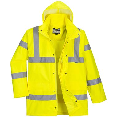 Portwest RT60 Yellow Mesh Lined Hi Vis Breathable Waterproof Jacket