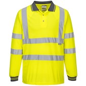 Portwest S277 Yellow Long Sleeved Hi Vis Polo Shirt
