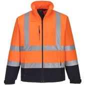 Portwest S425 Orange/Navy Hi Vis Contrast Softshell Jacket (3L)