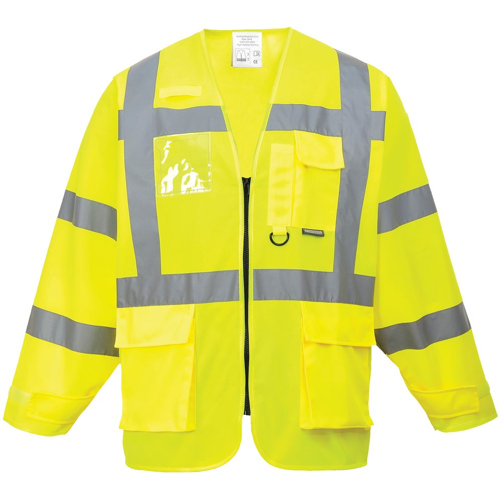 Portwest Hi Vis Executive Long Sleeve Vest Yellow Safetec Direct Ltd