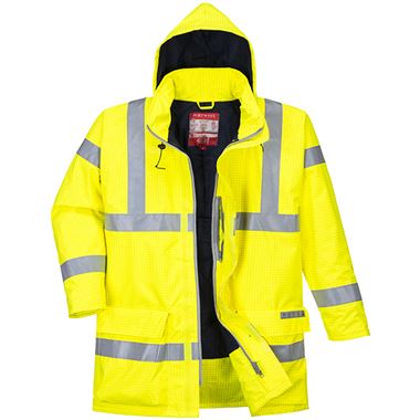 Portwest S778 Yellow Bizflame Rain Padded Waterproof Flame Resistant Anti Static Hi Vis Jacket