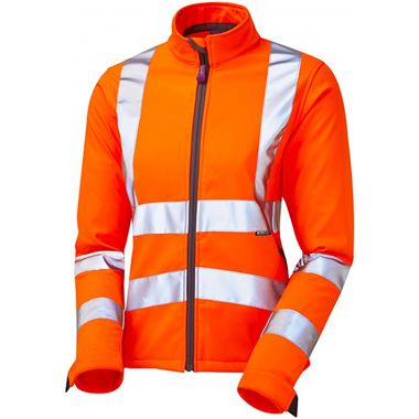 Leo Workwear Honeywell Orange EcoViz Stretch Women's Hi Vis Softshell Jacket (3L)