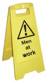 Men at Work cleaning stand 