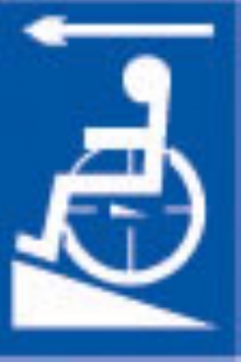 disabled ramp - arrow left (white & blue)
