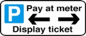 pay at meter display ticket arrow both left & right 