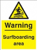 warning - surfboarding area 