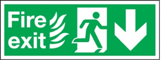 fire exit/running man arrow down 
