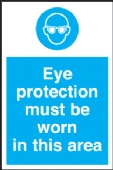 Eye protection must be worn in the area