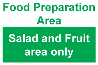 food preparation area salad and fruit