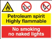 petroleum spirit/no smoking naked light 