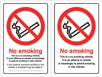 no smoking  doublesided  vehicle sticker
