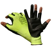 Supreme Green Fingerless Work Gloves 500GB-1 with PU Coating - 13g Cut Level 5