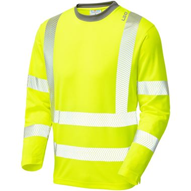 Leo Workwear Capstone Yellow EcoViz Coolviz Plus Long Sleeve Hi Vis T-Shirt