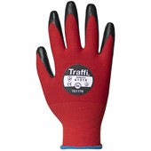TraffiGlove TG1170 X-Dura Flat Nitrile Palm Coated Red Gloves - 15g Cut Level 1