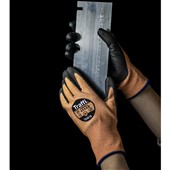 TraffiGlove TG3210 X-Dura Metric Cut B PU Palm Coated Amber Gloves - 13g