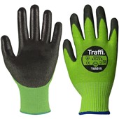 TraffiGlove TG5010 Classic Cut D PU X-Dura Palm Coated Green Gloves - 13g