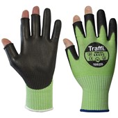 TraffiGlove TG5220 X-Dura 3-Digit Cut C PU Palm Coated Green Gloves - 10g