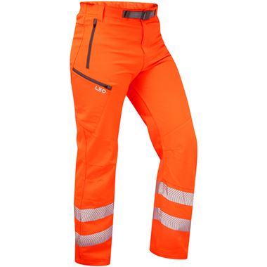 Leo Workwear Landcross Orange EcoViz 4K Stretch Hi Vis Work Trouser