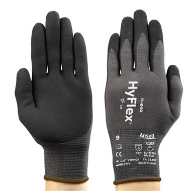 Ansell HyFlex 11-840 Fortix Abrasion Resistant Grip Glove with Foam Nitrile Coating - 15g