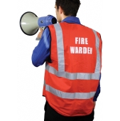 FIRE WARDEN Pre-Printed Red Hi Vis Vest