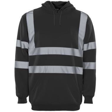 Supertouch Black Hi Vis Hooded Sweatshirt