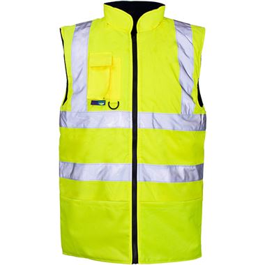 Supertouch Yellow Fleece Lined Hi Vis Reversible Bodywarmer