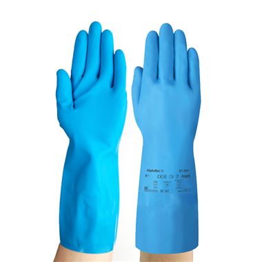 Ansell AlphaTec 37-501 Flexible Blue Nitrile Chemical Resistant Gauntlet 33cm