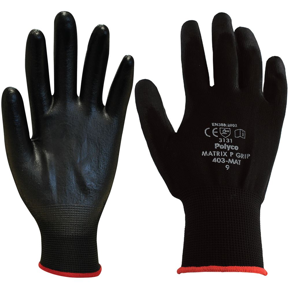 Polyco Matrix P Grip Black PU Gloves 40-MAT