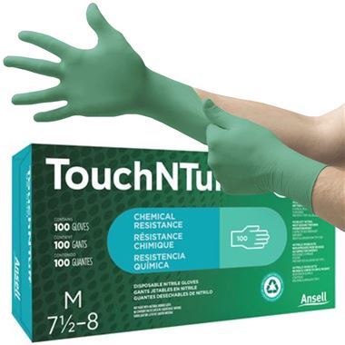 Ansell TouchNTuff 92-500 Lightly Powdered Nitrile Disposable Gloves AQL1.5 (Box 100)
