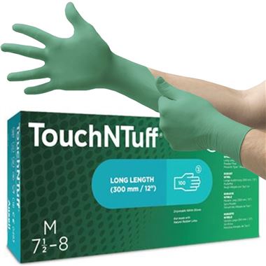 Ansell TouchNTuff 92-605 Long-Cuffed Powder Free Nitrile Disposable Gloves AQL1.5 (Box 100)