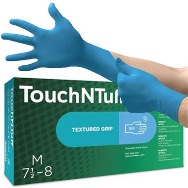 Ansell TouchNTuff  92-670 Blue Powder Free Nitrile Disposable Gloves AQL1.5 (Box 100)