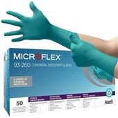 Ansell Microflex 93-260 Chemical Resistant Powder Free Disposable Gloves AQL1.5 (Box 100)
