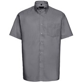 Russell Collection 933M Mens Short Sleeve Easy Care Oxford Shirt 135g Silver Grey