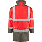 Leo Workwear Tawstock Red Two Tone EcoViz 4K Baffle Lined Waterproof Hi Vis Jacket