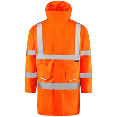 Leo Workwear Tawstock Orange Waterproof Lined Hi Vis Jacket