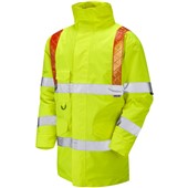 Leo Workwear Putford Yellow Waterproof Quilt Lined Orange Brace Superior Hi Vis Jacket