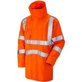 Leo Workwear Orange Waterproof Breathable 3-in-1 Hi Vis Clovelly Jacket with Torrington Bodywarmer