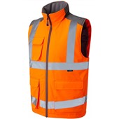 Leo Workwear Orange Waterproof Breathable 3-in-1 Hi Vis Clovelly Jacket with Torrington Bodywarmer