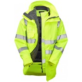 Leo Workwear Yellow Waterproof Breathable 3-in-1 Hi Vis Clovelly Jacket with Torrington Bodywarmer