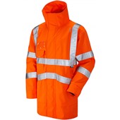 Leo Workwear Orange Waterproof Breathable 3-in-1 Hi Vis Clovelly Jacket with Hartland Fleece