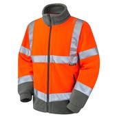 Leo Workwear Orange Waterproof Breathable 3-in-1 Hi Vis Clovelly Jacket with Hartland Fleece