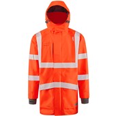 Leo Workwear Clovelly Rail Orange 15K Performance+ Waterproof Breathable Executive Hi Vis Jacket