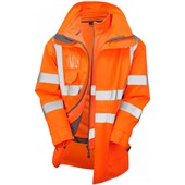 Leo Workwear Orange Waterproof Breathable 3-in-1 Hi Vis Clovelly Jacket with Buckland Softshell